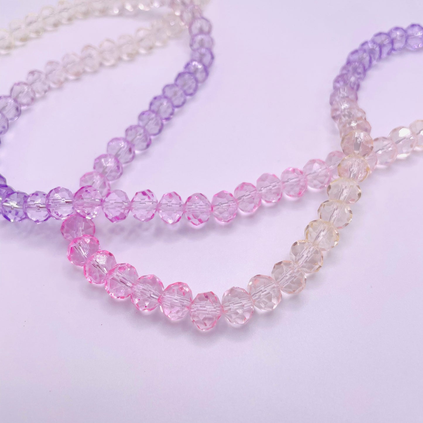 Pink & Purple Ombre Effect Glass Rondelle Beads 4mm 6mm 8mm