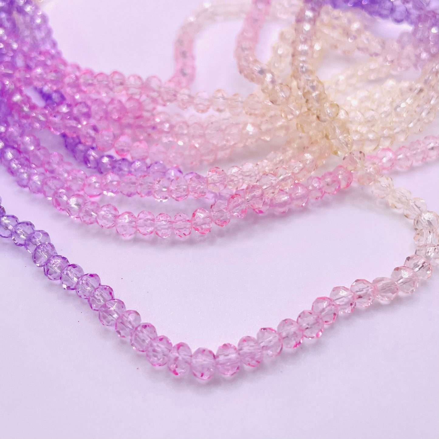 Pink & Purple Ombre Effect Glass Rondelle Beads 4mm 6mm 8mm