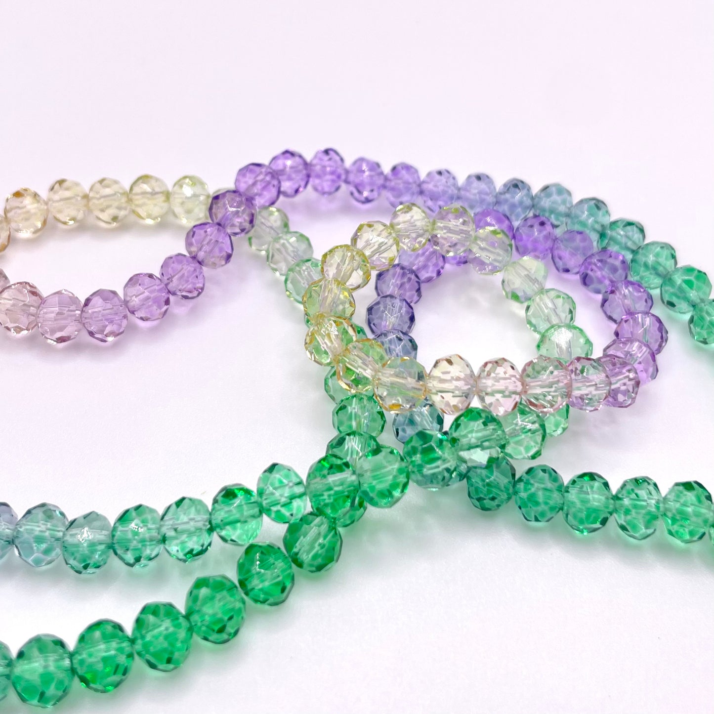 Purple Green & Yellow Ombre Effect Glass Rondelle Beads 4mm 6mm 8mm