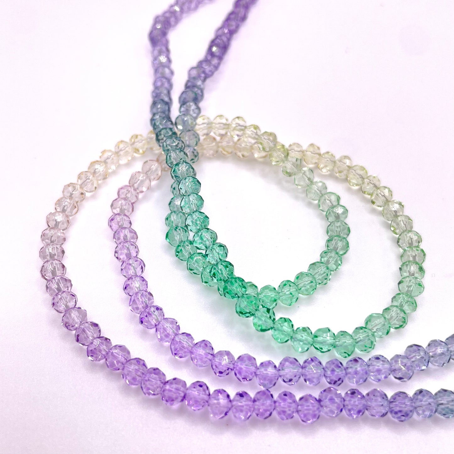 Purple Green & Yellow Ombre Effect Glass Rondelle Beads 4mm 6mm 8mm