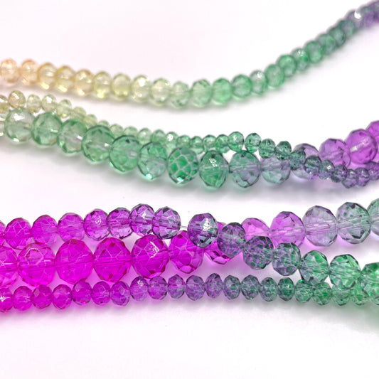 Fushia Green & Yellow Ombre Effect Glass Rondelle Beads 4mm 6mm 8mm