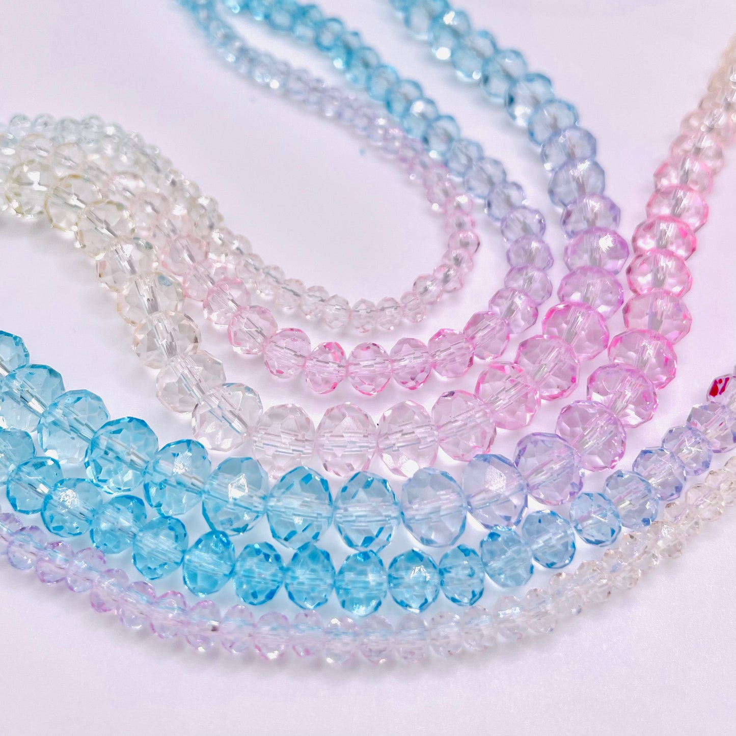 Pink & Blue Ombre Effect Glass Rondelle Beads 4mm 6mm 8mm