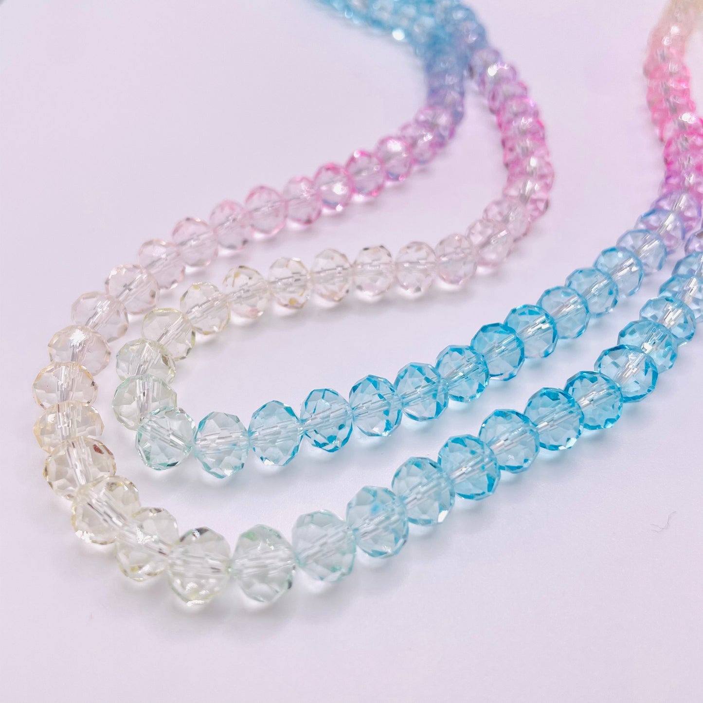 Pink & Blue Ombre Effect Glass Rondelle Beads 4mm 6mm 8mm