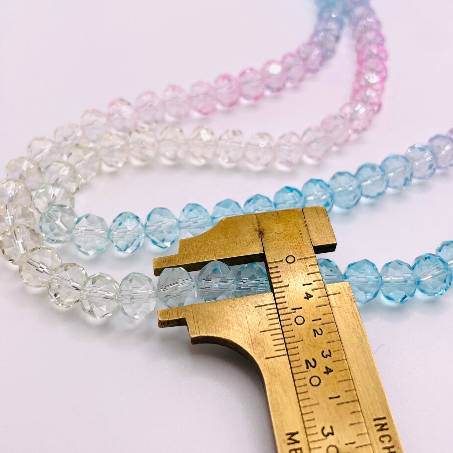 Pink & Blue Ombre Effect Glass Rondelle Beads 4mm 6mm 8mm