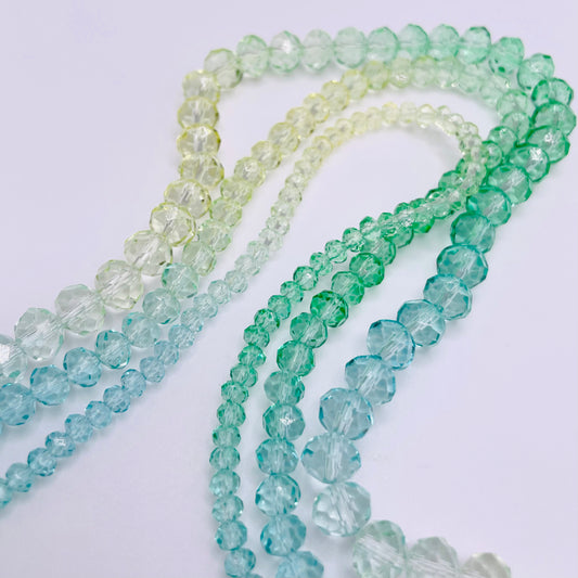 Yellow Blue & Green Ombre Effect Glass Rondelle Beads 4mm 6mm 8mm