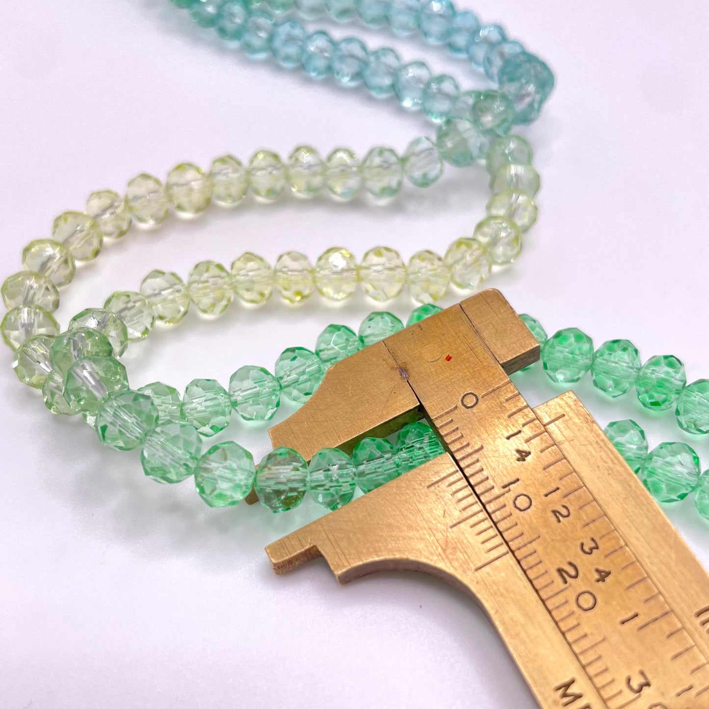 Yellow Blue & Green Ombre Effect Glass Rondelle Beads 4mm 6mm 8mm