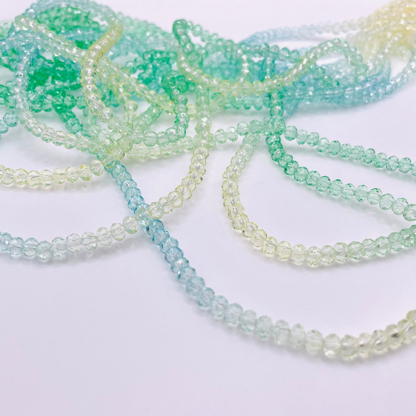 Yellow Blue & Green Ombre Effect Glass Rondelle Beads 4mm 6mm 8mm