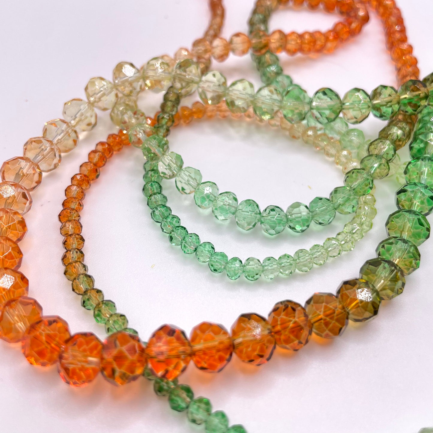 Orange & Green Ombre Effect Glass Rondelle Beads 4mm 6mm 8mm