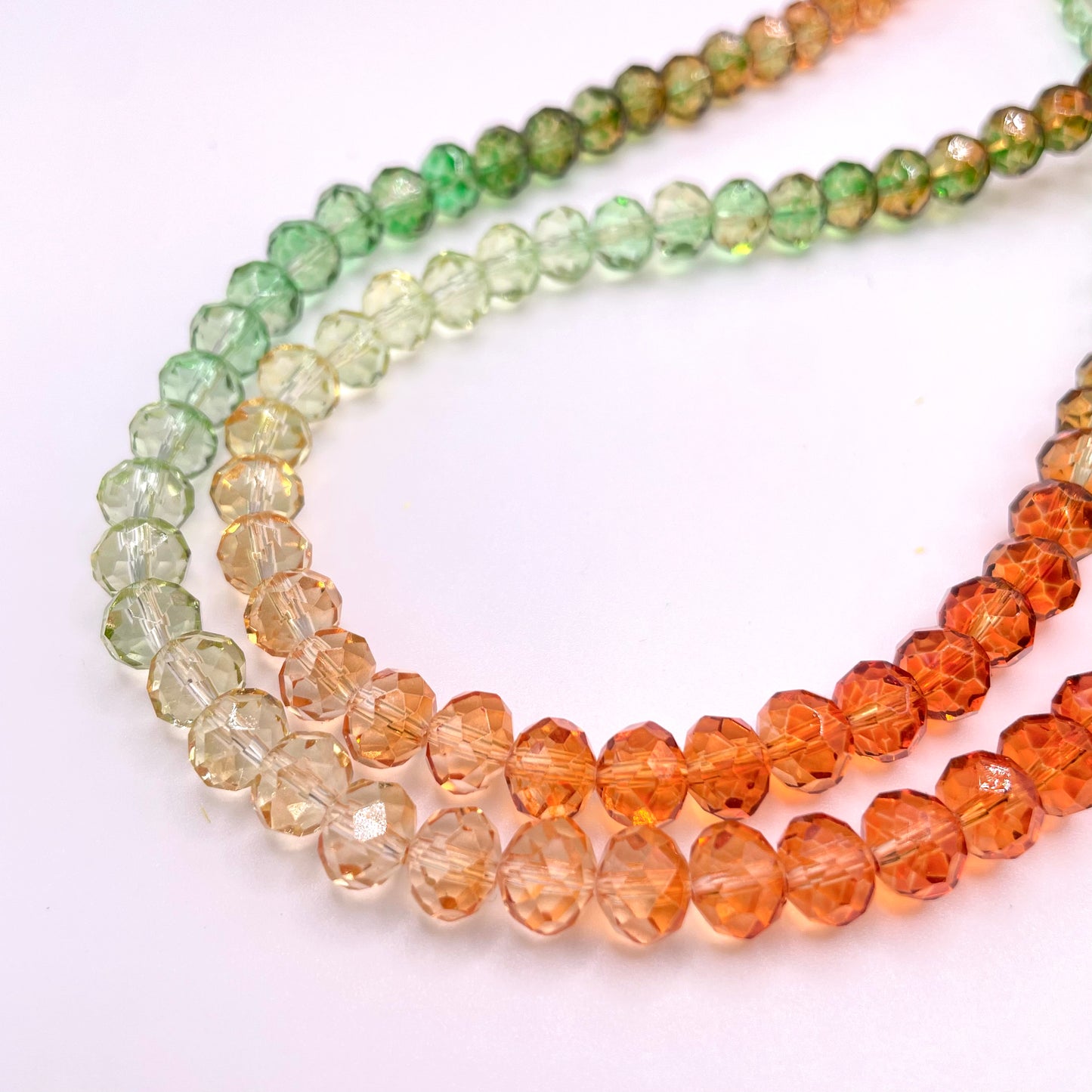 Orange & Green Ombre Effect Glass Rondelle Beads 4mm 6mm 8mm