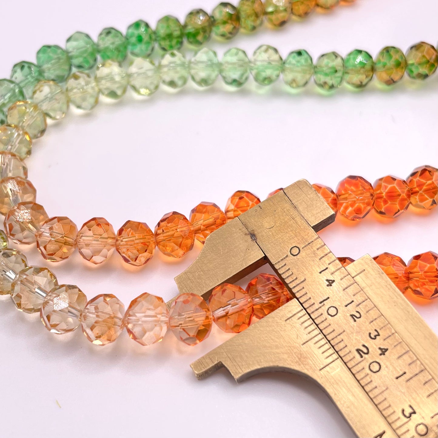 Orange & Green Ombre Effect Glass Rondelle Beads 4mm 6mm 8mm