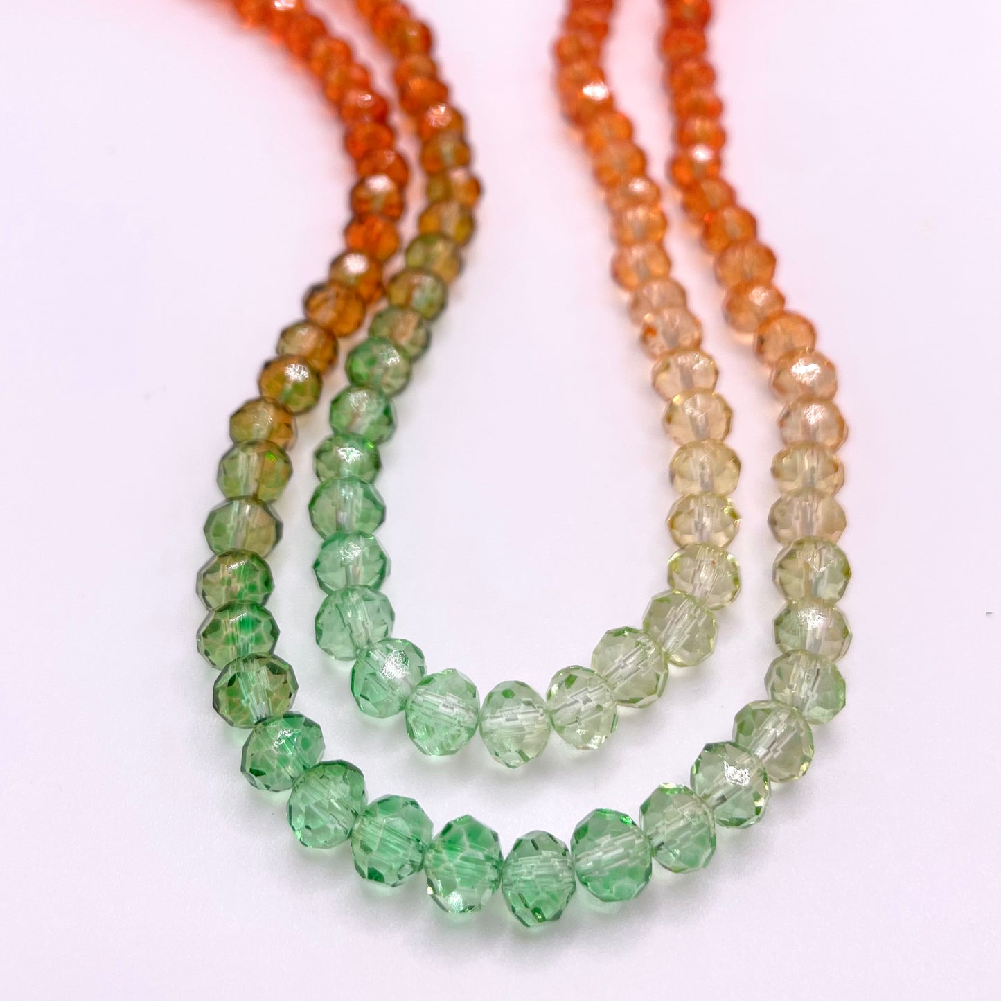 Orange & Green Ombre Effect Glass Rondelle Beads 4mm 6mm 8mm