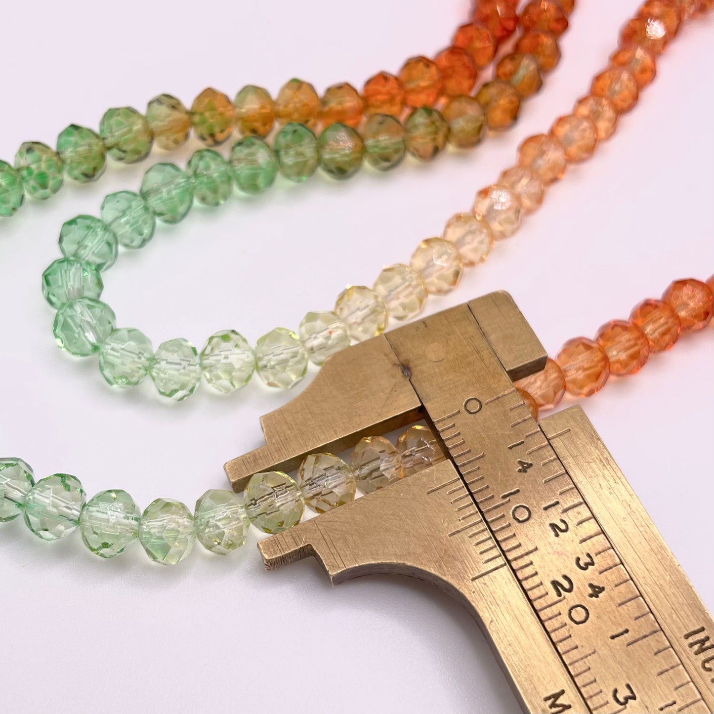 Orange & Green Ombre Effect Glass Rondelle Beads 4mm 6mm 8mm