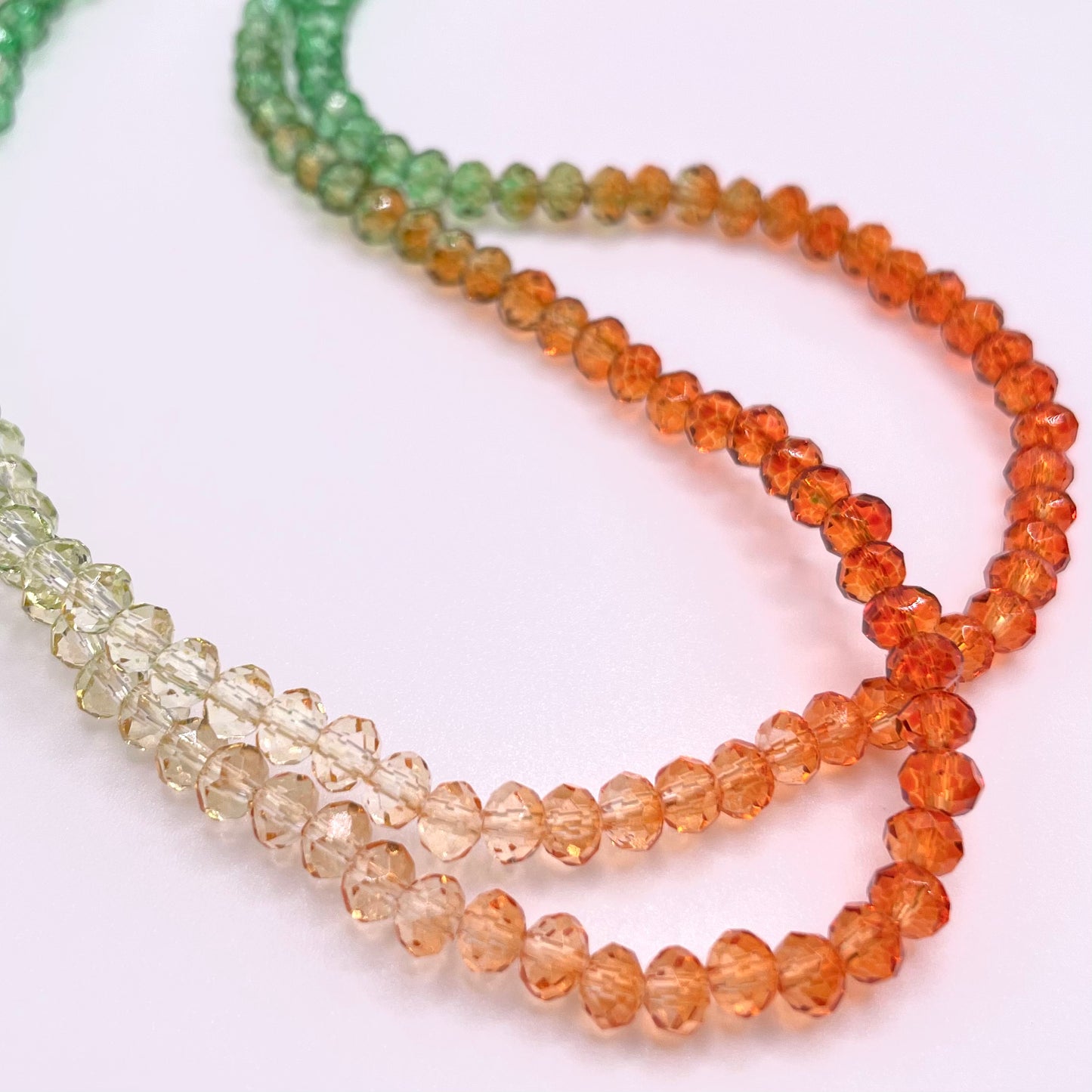 Orange & Green Ombre Effect Glass Rondelle Beads 4mm 6mm 8mm