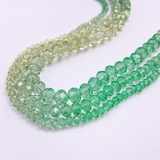 Yellow & Green Ombre Effect Glass Rondelle Beads 4mm 6mm 8mm