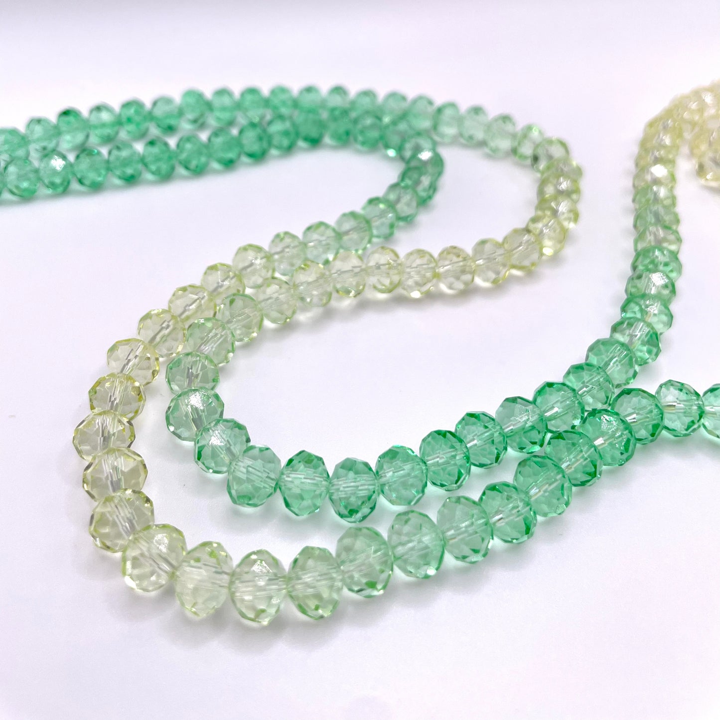 Yellow & Green Ombre Effect Glass Rondelle Beads 4mm 6mm 8mm