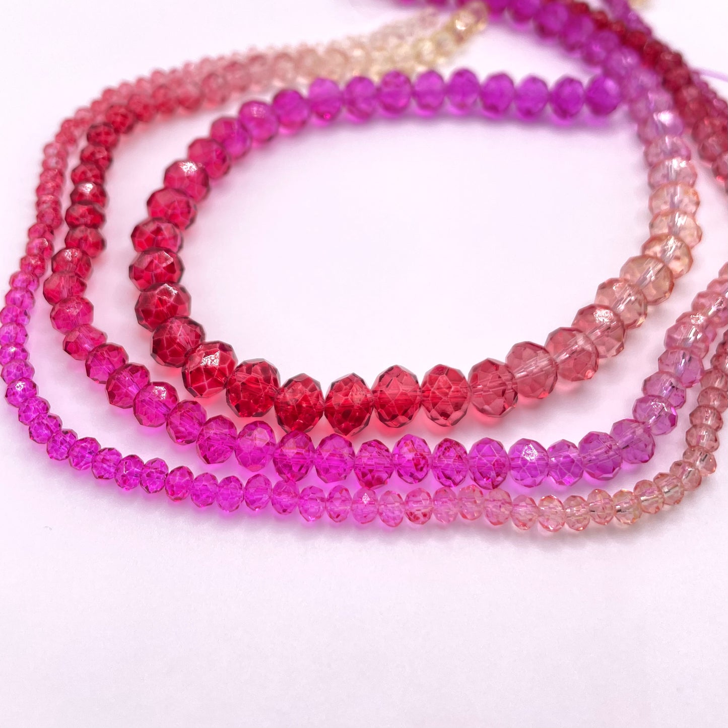 Fushia Sunset Ombre Effect Glass Rondelle Beads 4mm 6mm 8mm