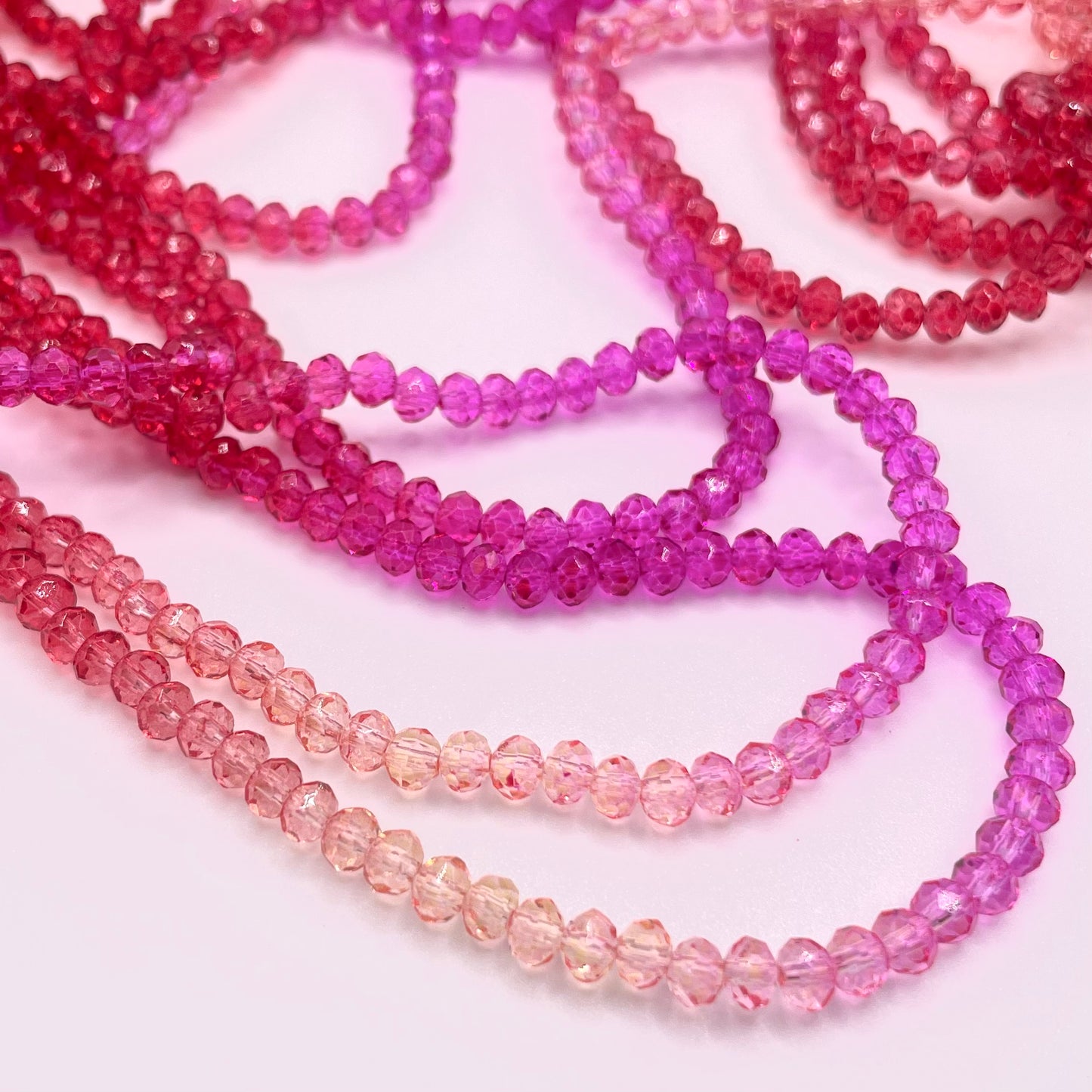 Fushia Sunset Ombre Effect Glass Rondelle Beads 4mm 6mm 8mm