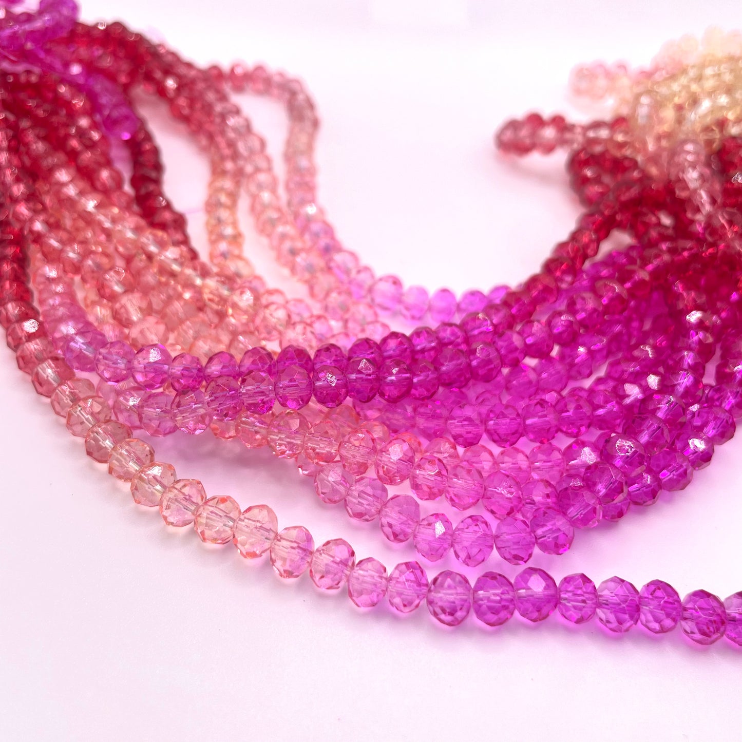 Fushia Sunset Ombre Effect Glass Rondelle Beads 4mm 6mm 8mm