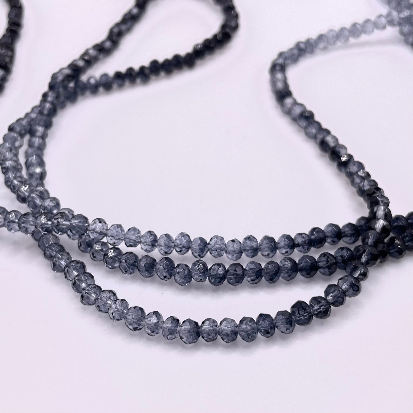 Black Ombre Glass Rondelle Beads 3mm 4mm 6mm 8mm