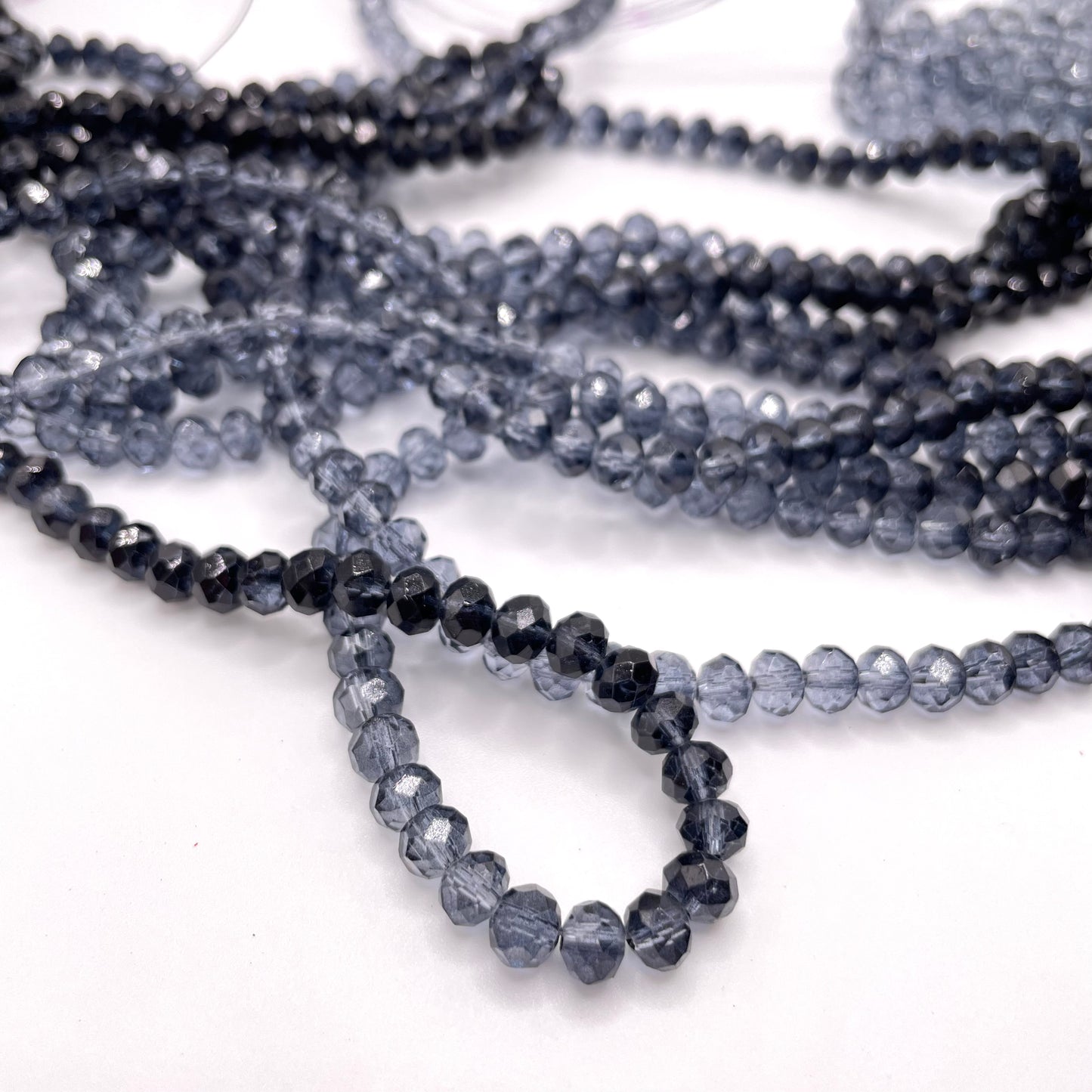 Black Ombre Glass Rondelle Beads 3mm 4mm 6mm 8mm