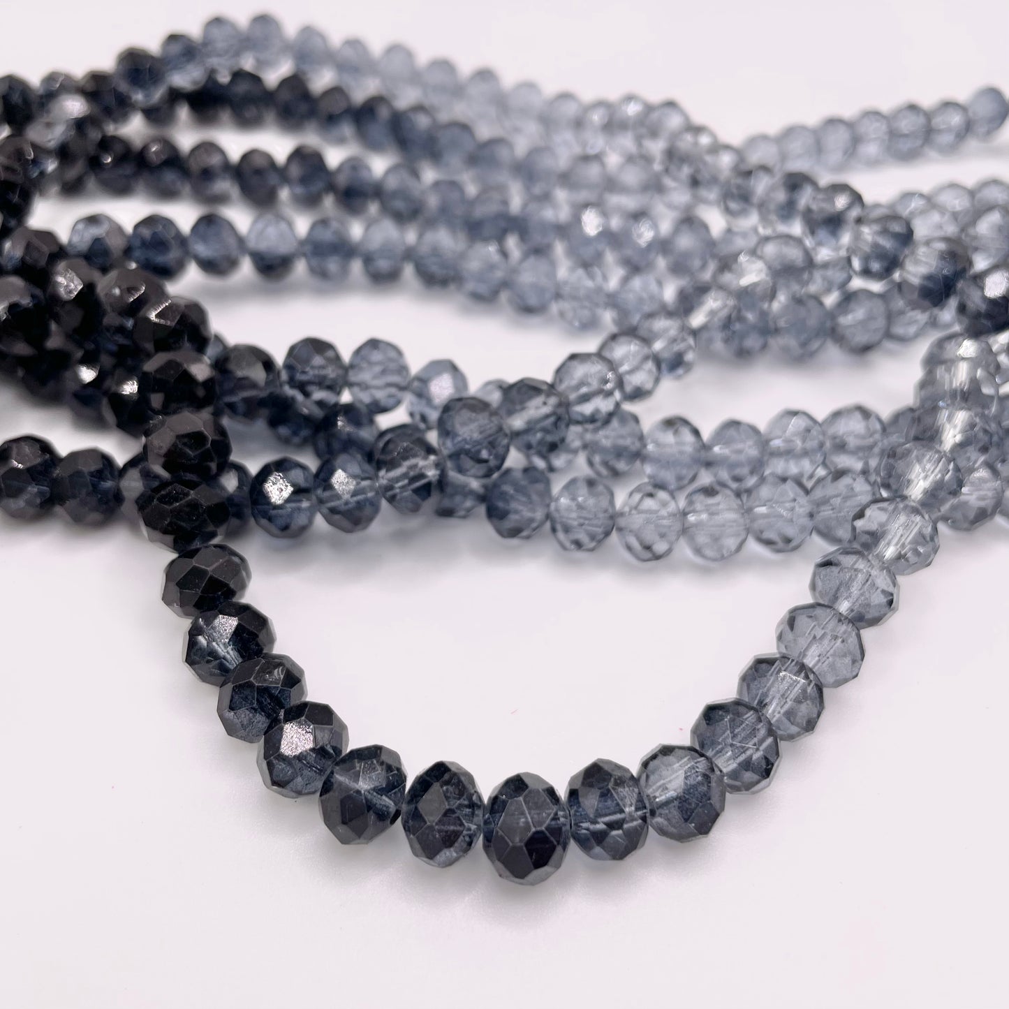 Black Ombre Glass Rondelle Beads 3mm 4mm 6mm 8mm