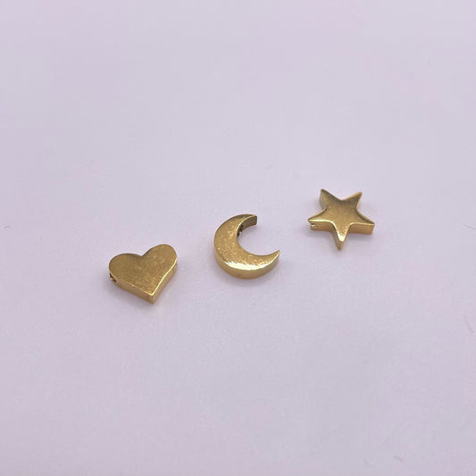 Stainless Steel Heart Moon Star Spacer Beads