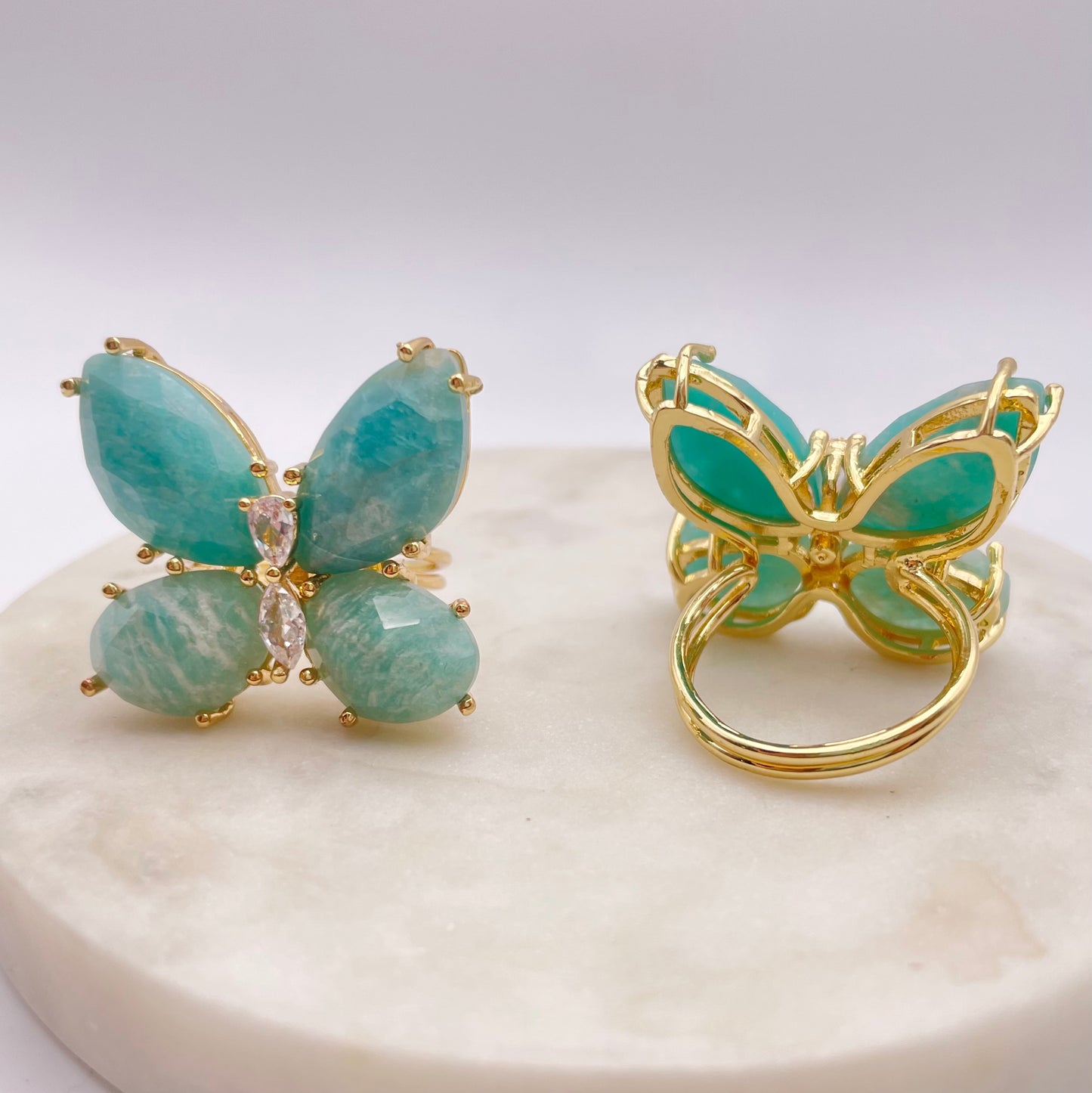 Butterfly Stone Rings Gold Plated