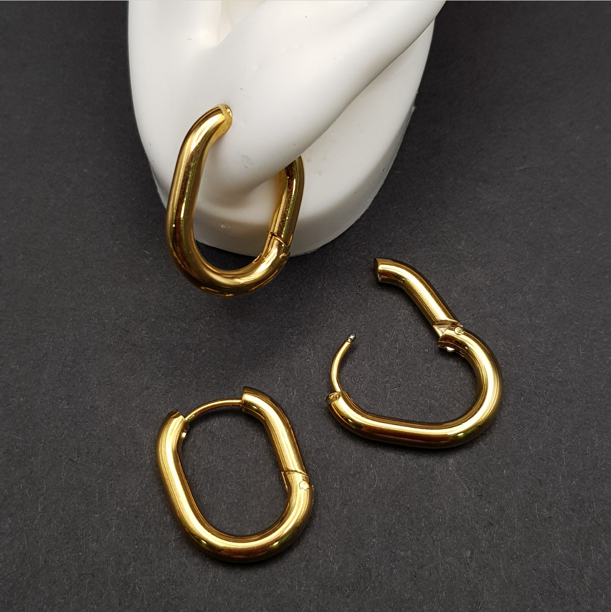 Small Oval Stainless Steel Hoop Earrings