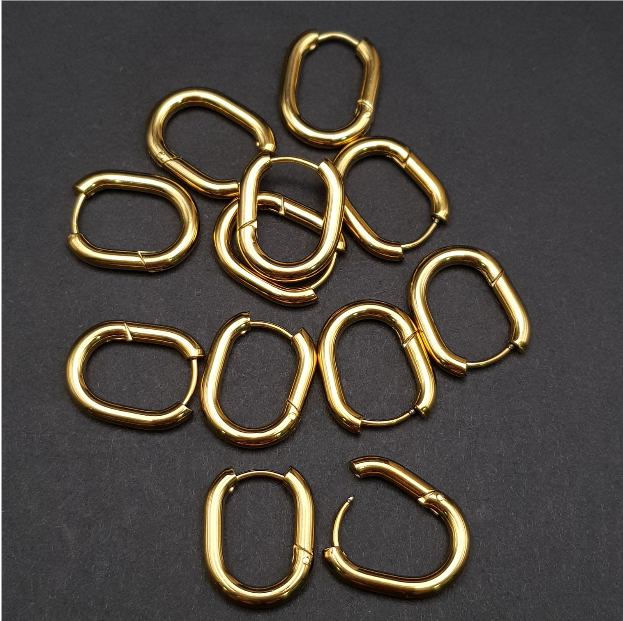 Small Oval Stainless Steel Hoop Earrings