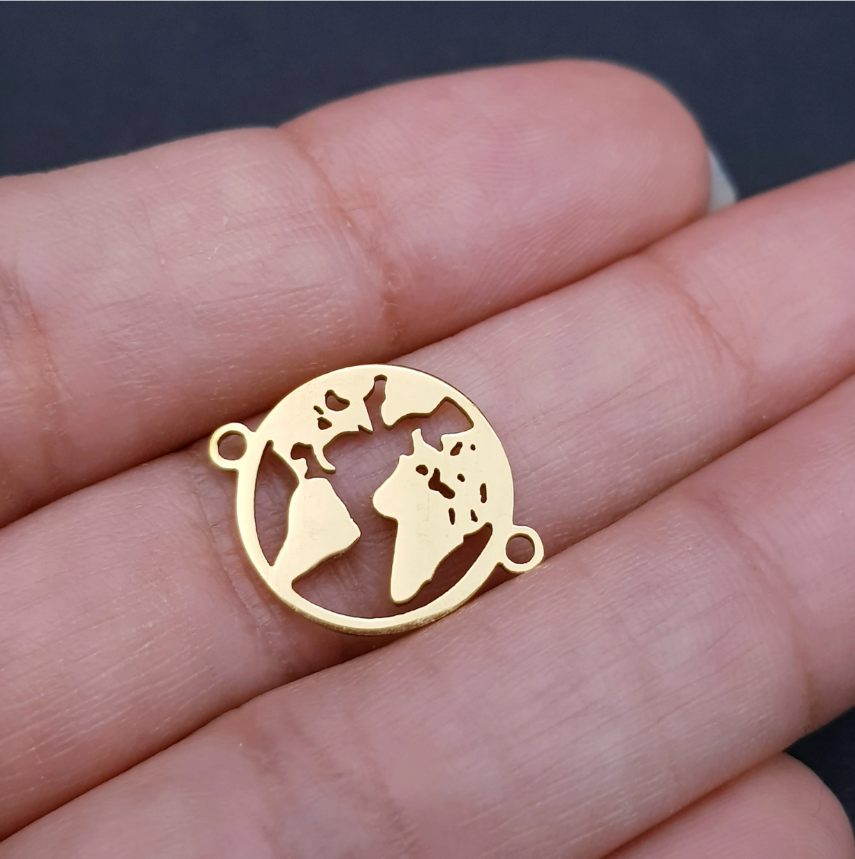 Stainless Steel World Map Bracelet Connector Charm