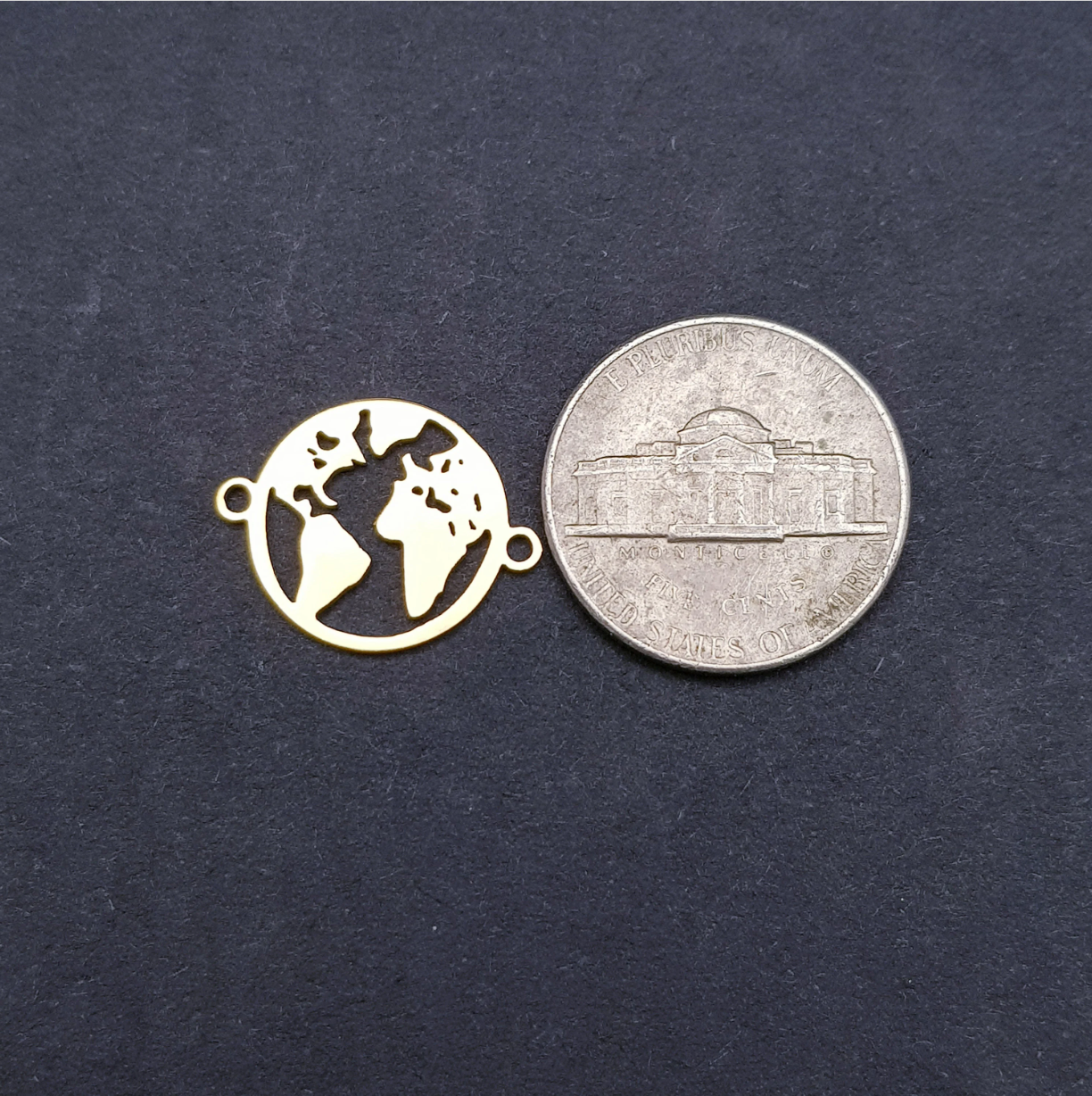 Stainless Steel World Map Bracelet Connector Charm