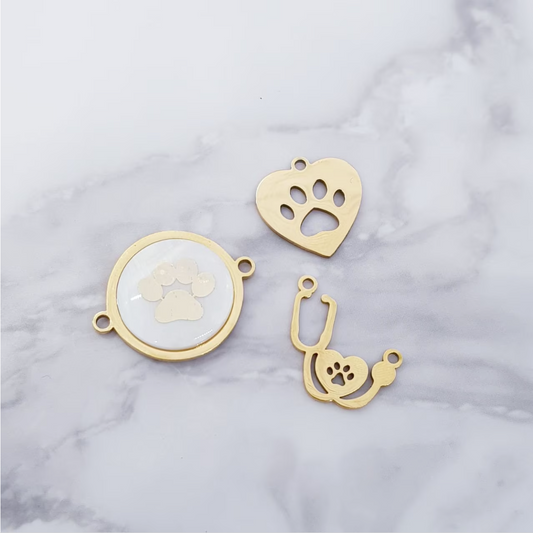 Pet Love  & Veterinarian Stainless Steel Charms