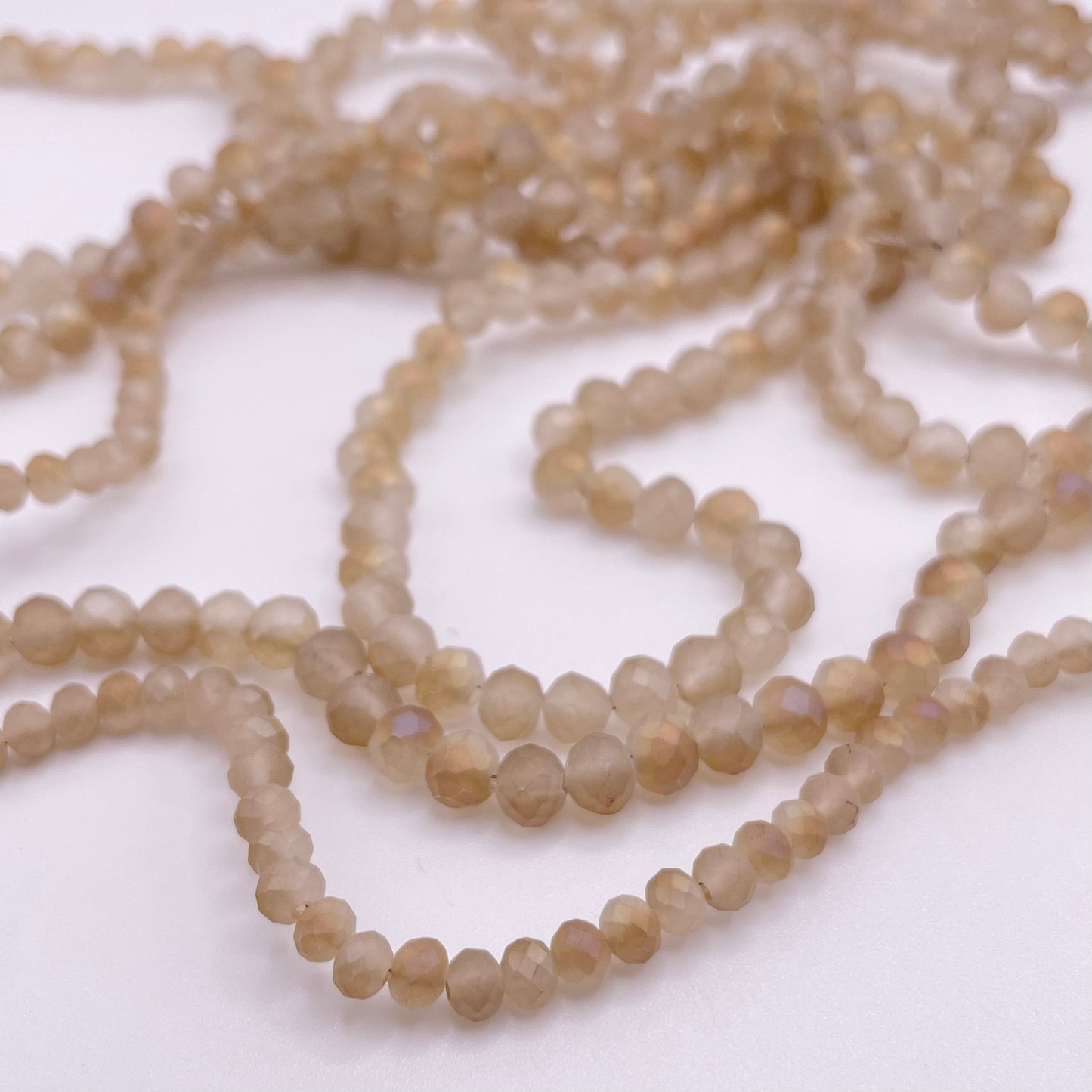 Matte Beige Rondelle Beads 4mm 6mm