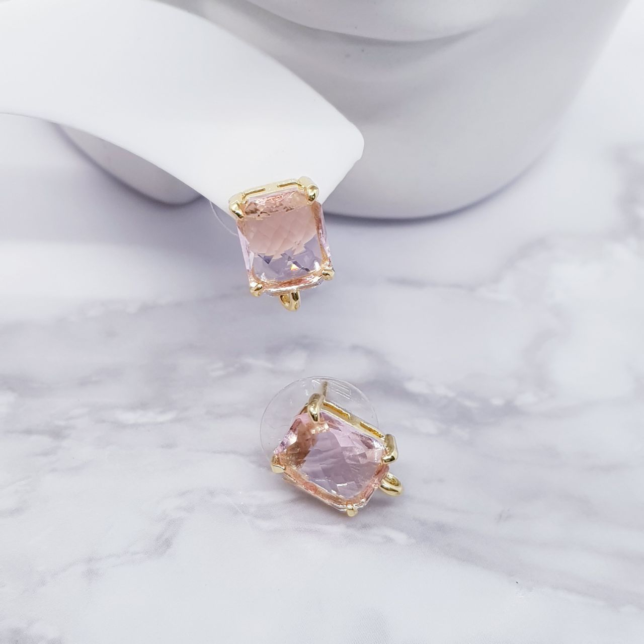 Small Color Zircon Gold Plated Earrings