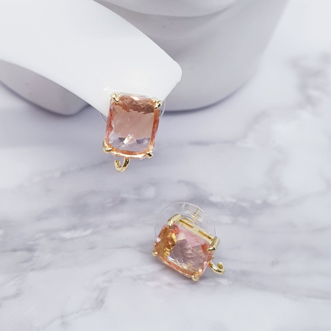 Small Color Zircon Gold Plated Earrings