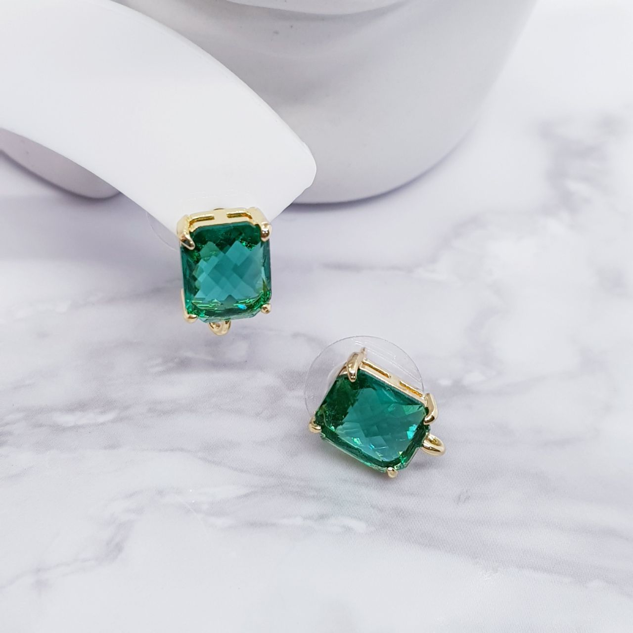 Small Color Zircon Gold Plated Earrings