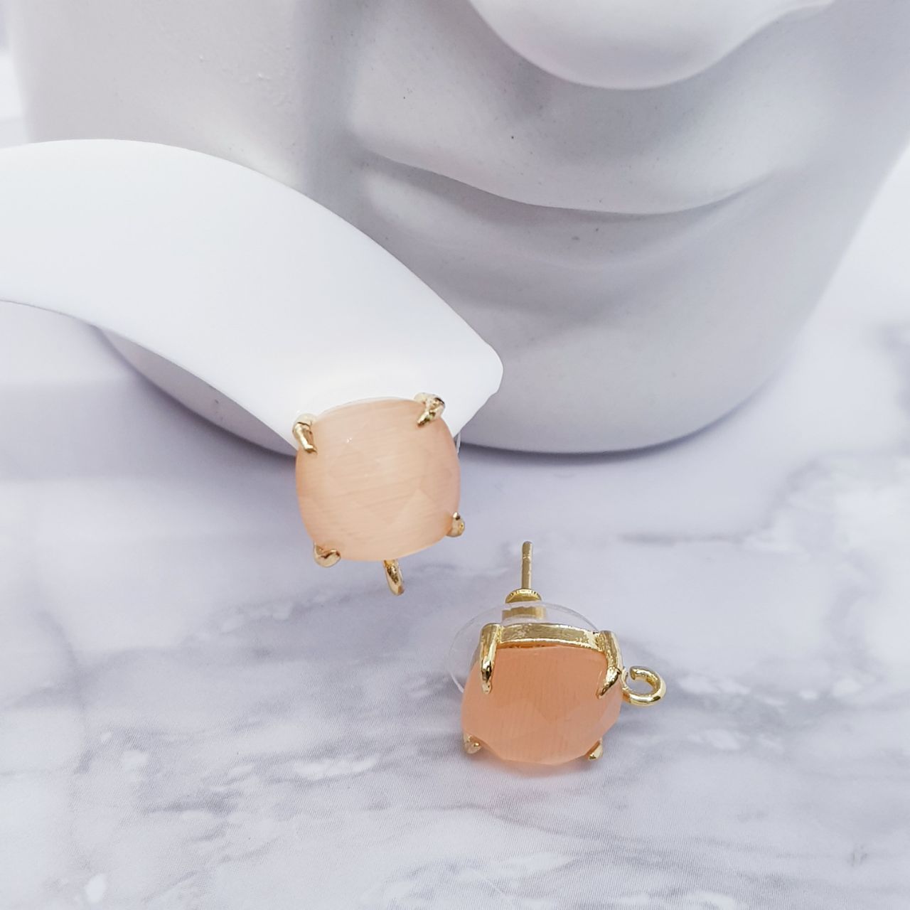 Small Stone Earrings Gold Plated