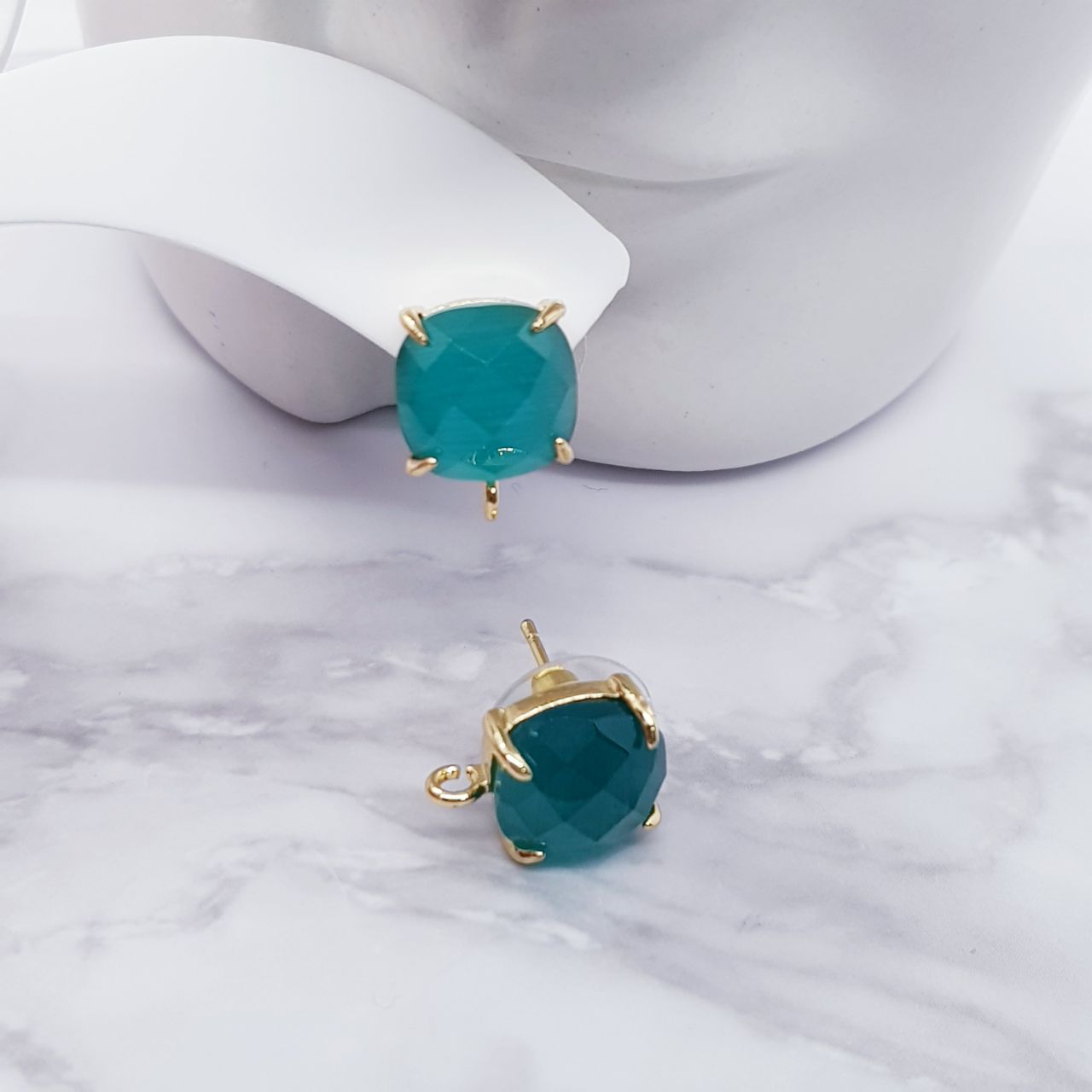 Small Stone Earrings Gold Plated