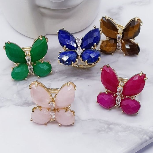 Butterfly Stone Rings Gold Plated