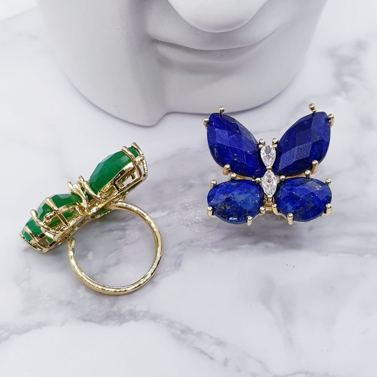 Butterfly Stone Rings Gold Plated