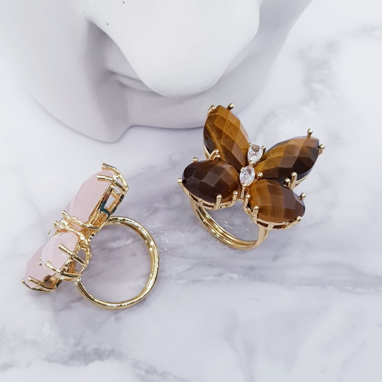 Butterfly Stone Rings Gold Plated