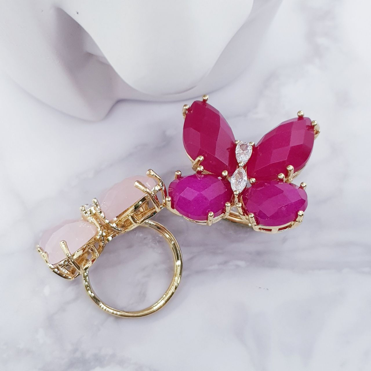 Butterfly Stone Rings Gold Plated