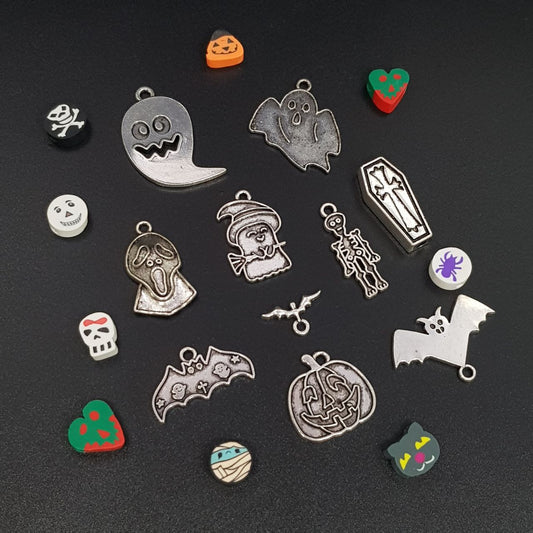 Halloween Pewter Charm Scream Charms Ghost Charms Coffin Charms Bat Charms Skeleton Charms Pumpkin Charm Get 10 Charms Halloween Pewter