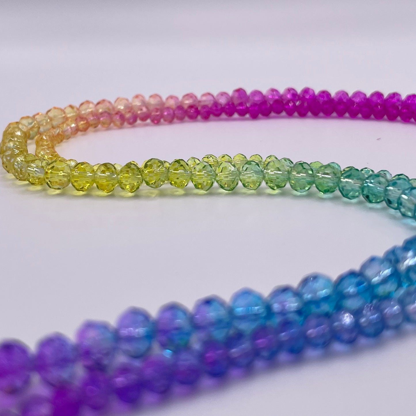 Colors Rainbow Ombre Effect Glass Rondelle Beads 3mm 4mm 6mm 8mm